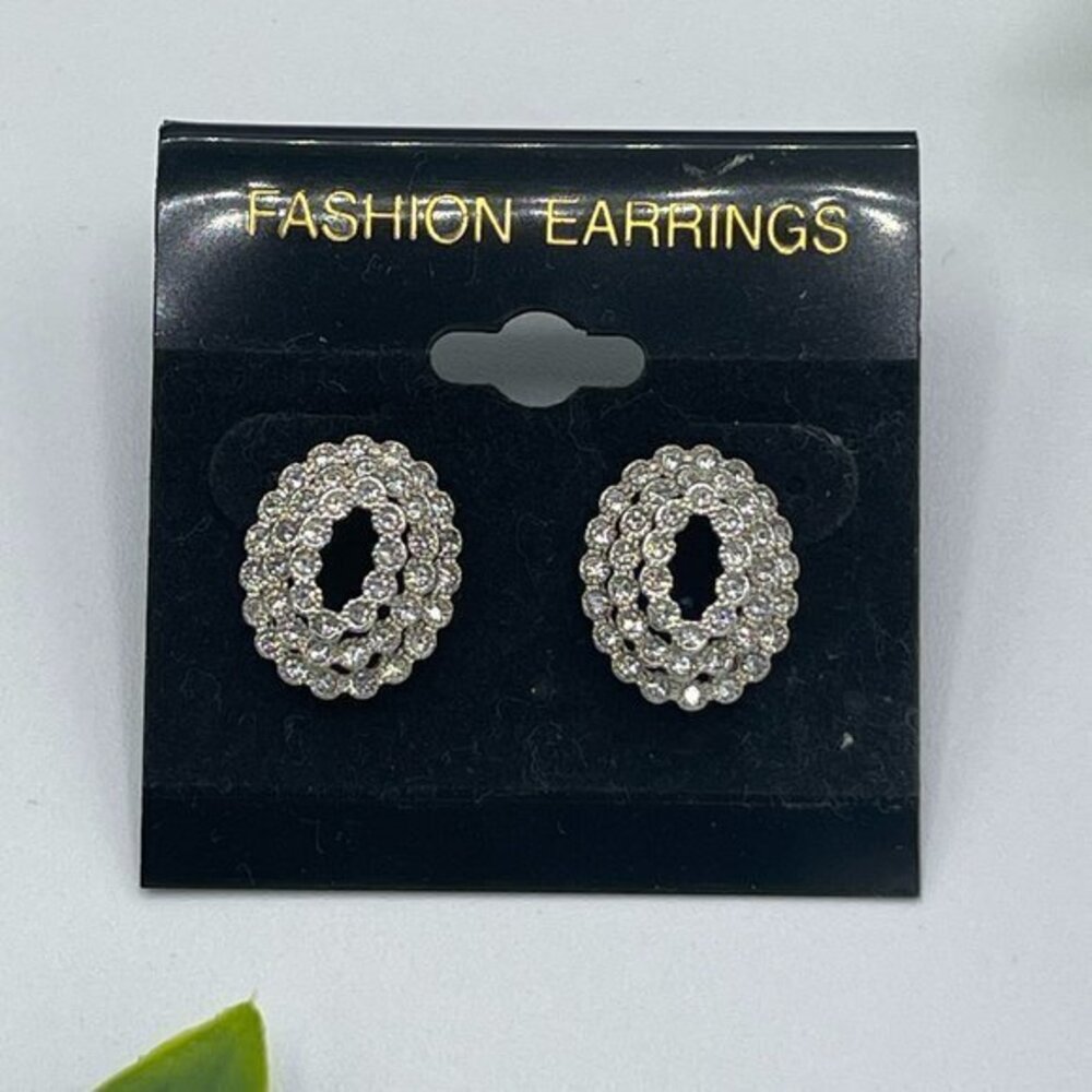 Gennaro Large Ovular Faux Diamond Stud Earrings